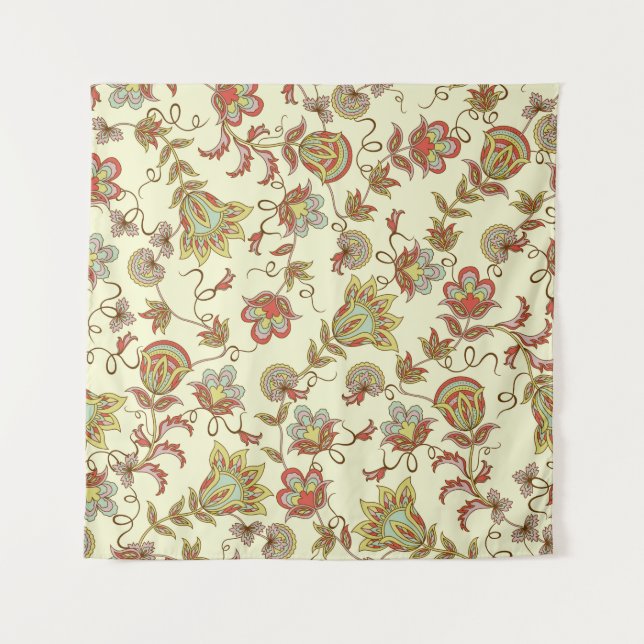 Decorative floral pattern with delicate plants of  tapestry (Front)