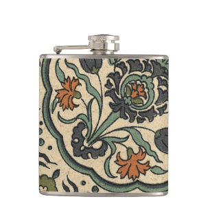Decorative Floral Persian Tile Design Hip Flask