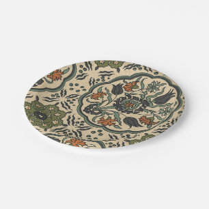 Decorative Floral Persian Tile Design Paper Plate
