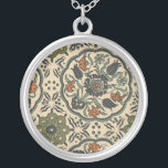 Decorative Floral Persian Tile Design Silver Plated Necklace<br><div class="desc">A decorative floral design,  this Persian tile features a number of different flowers dancing together in a wonderful medley of colour. Know someone who love flowers or designs from other countries? This would be the perfect gift for them!</div>