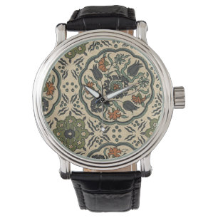 Decorative Floral Persian Tile Design Watch