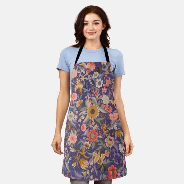 Decorative Floral Print Apron (Worn)