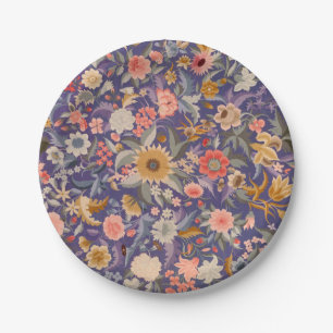Decorative Floral Print Paper Plate