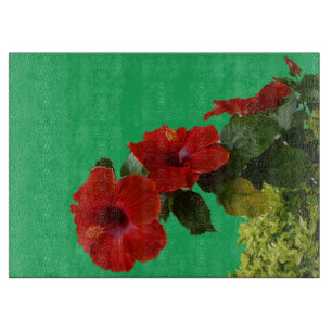 Decorative Floral Red Hibiscus Cutting Board