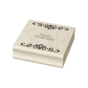 Decorative Floral Return Address Rubber Stamp