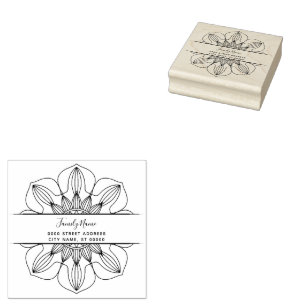 Decorative Floral Return Address Rubber Stamp