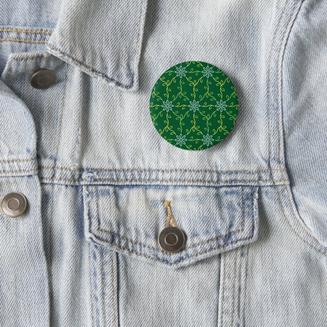 Decorative Floral Seamless Pattern 2 Inch Round Button (In Situ)
