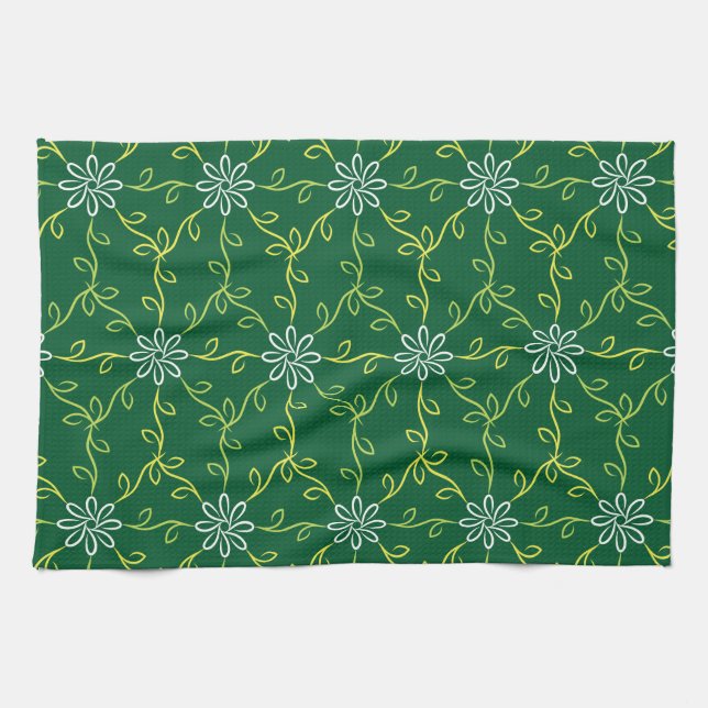Decorative Floral Seamless Pattern Kitchen Towel (Horizontal)