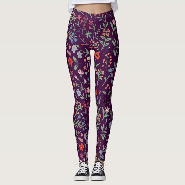 Decorative floral seamless pattern. leggings (Front)