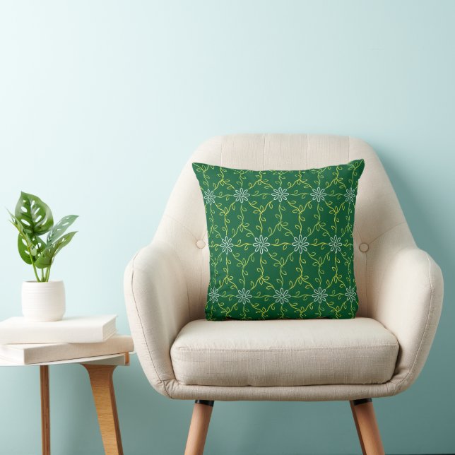 Decorative Floral Seamless Pattern Throw Pillow (Chair)