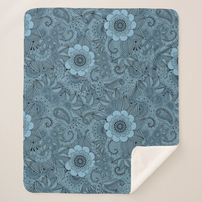 Decorative Floral Sherpa Blanket (Front)