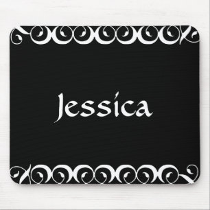 Decorative Floral Swirl With Initial Personalized Mouse Pad