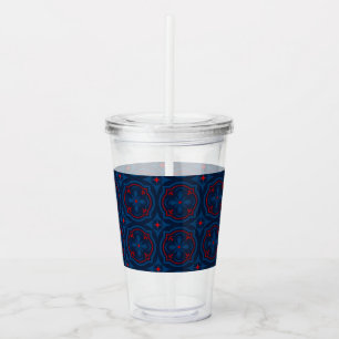 Decorative Floral Tile Pattern Acrylic Tumbler