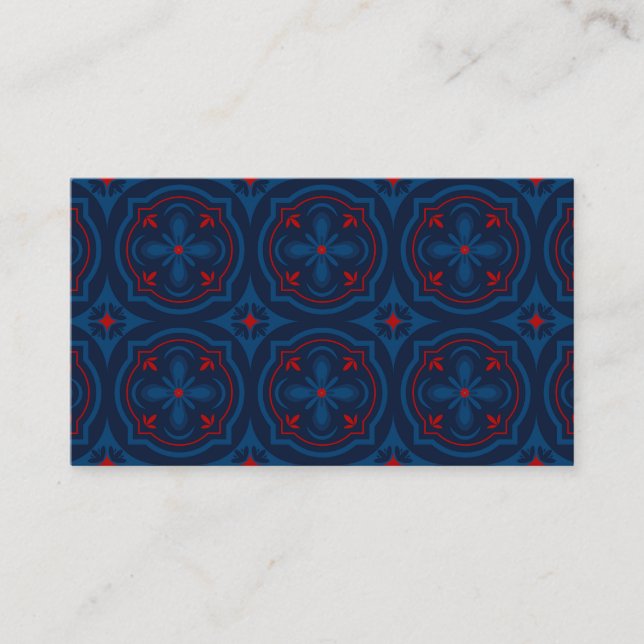 Decorative Floral Tile Pattern Business Card (Front)