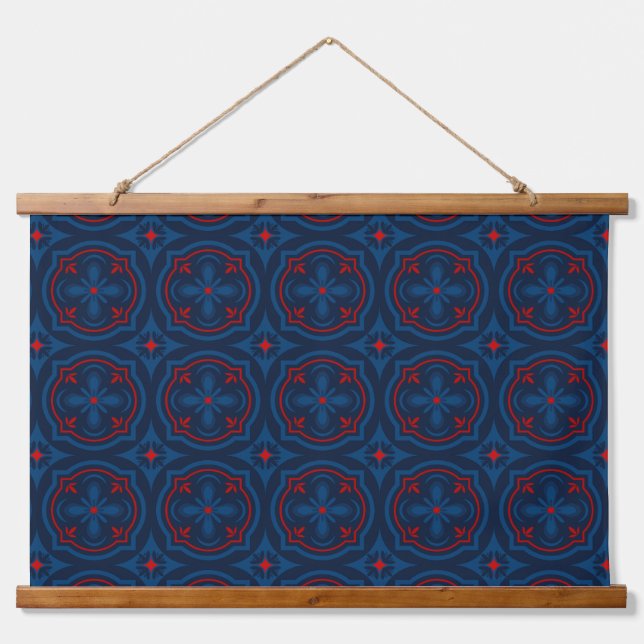 Decorative Floral Tile Pattern Hanging Tapestry (Front)