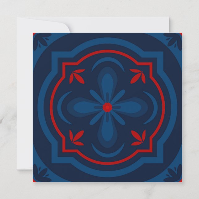 Decorative Floral Tile Pattern Holiday Card (Front)