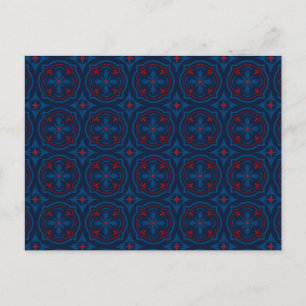 Decorative Floral Tile Pattern Holiday Postcard