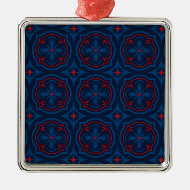 Decorative Floral Tile Pattern Metal Ornament (Front)