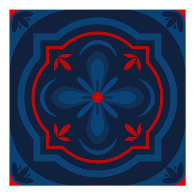 Decorative Floral Tile Pattern Photo Print (Front)