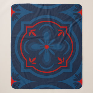 Decorative Floral Tile Pattern Sherpa Blanket