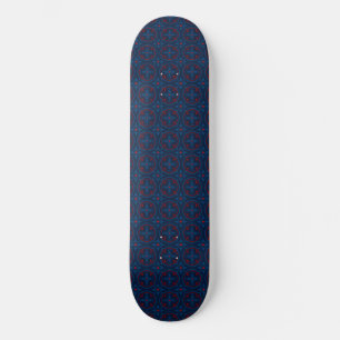 Decorative Floral Tile Pattern Skateboard