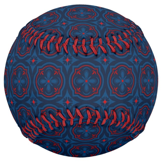 Decorative Floral Tile Pattern Softball (Front)