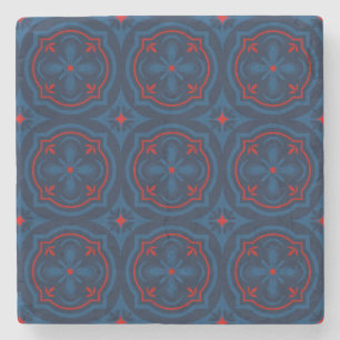 Decorative Floral Tile Pattern Stone Coaster