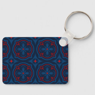 Decorative floral tiles pattern keychain