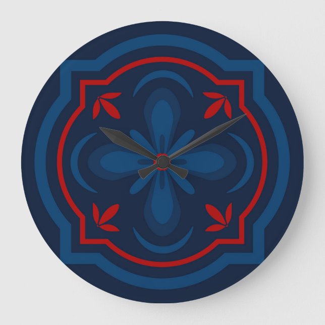 Decorative floral tiles pattern  large clock (Front)