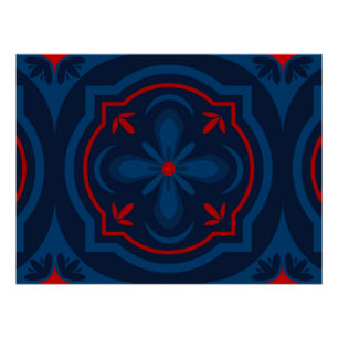 Decorative floral tiles pattern poster