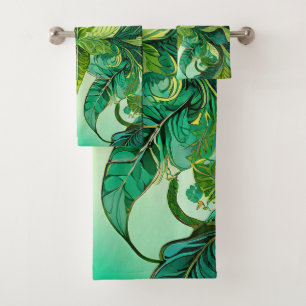 Decorative Floral Tropical  Bath Towel Set