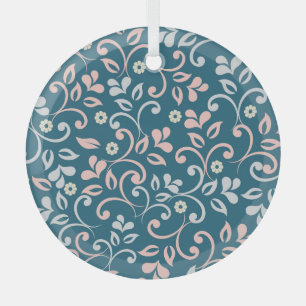 Decorative Floral Vintage Seamless Pattern Glass Ornament