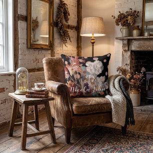 Decorative floral watercolor rustic leaves  throw pillow