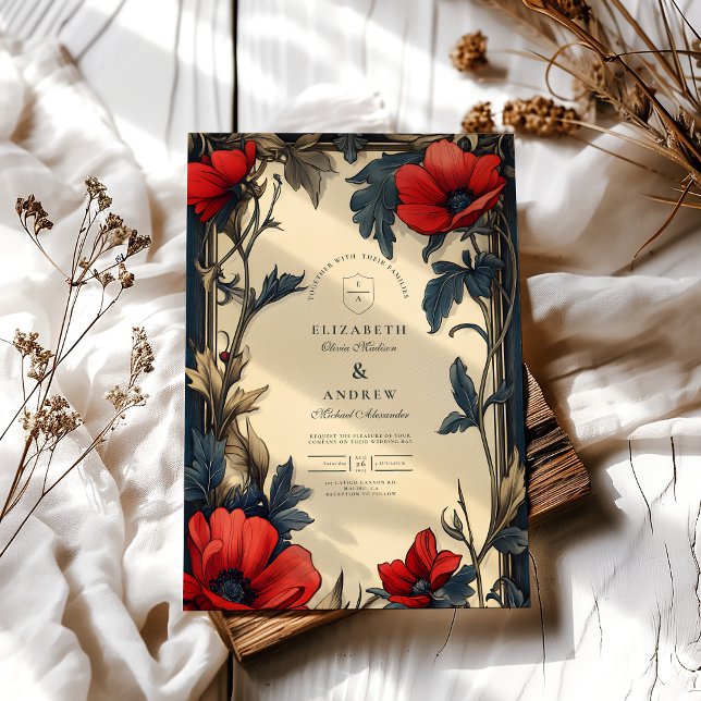 Decorative Floral Wedding Art Nouveau Invitation (Creator Uploaded)