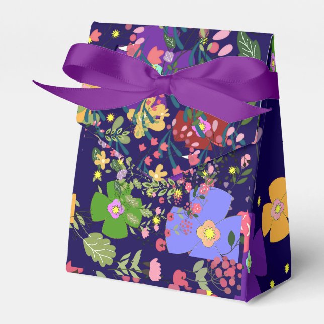 Decorative Florals Tent  Favor Box (Front Side)