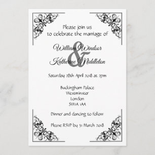 Decorative flourish corners Wedding Invitation