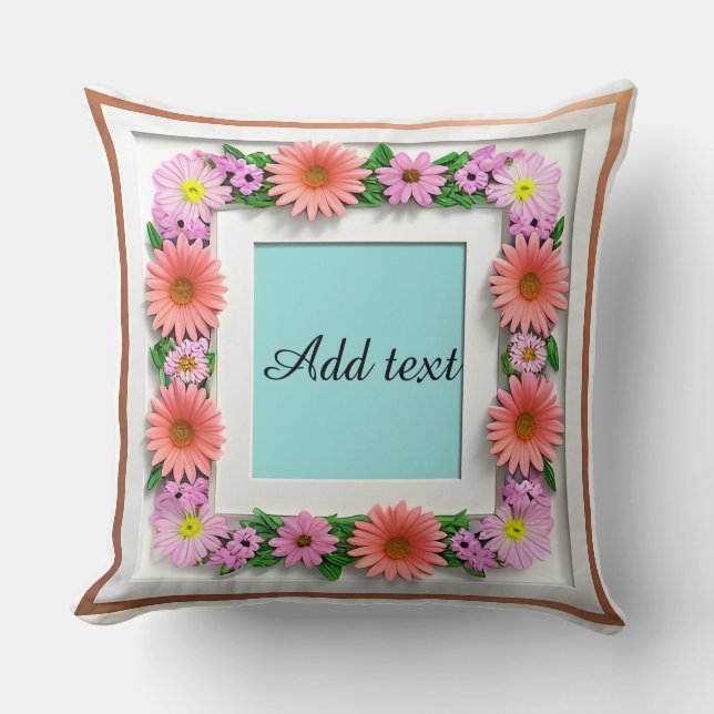 Decorative Flower Frame Throw Pillow (Front)