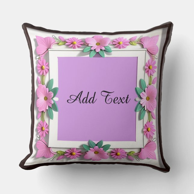 Decorative Flower Frame Throw Pillow (Front)