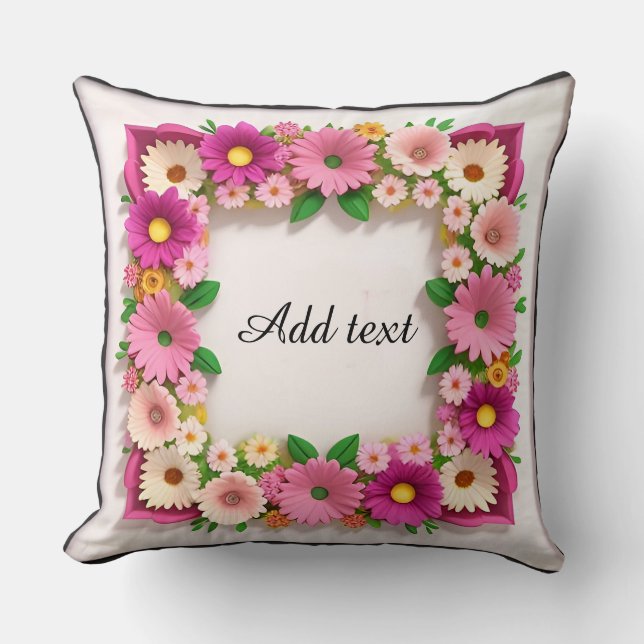 Decorative Flower Frame Throw Pillow (Front)