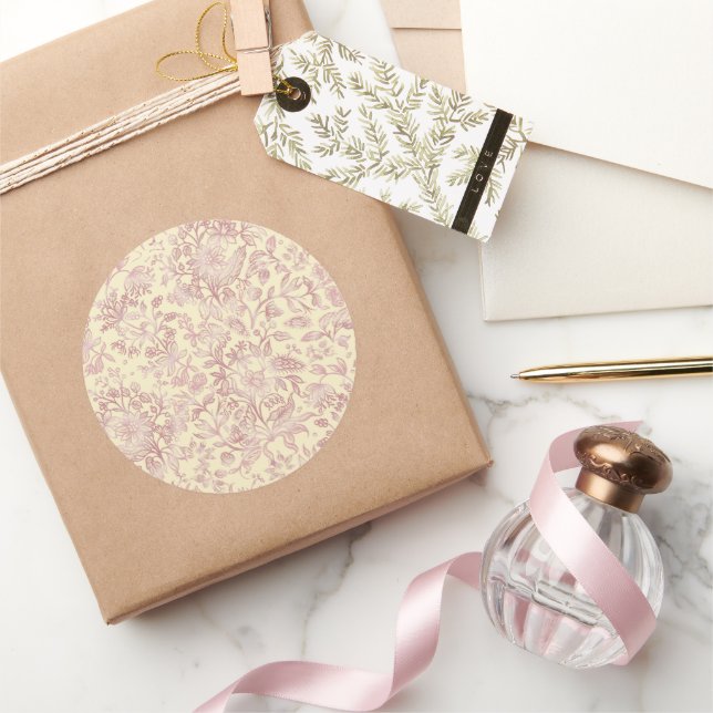 Decorative flowers 18 classic round sticker (Gifting)