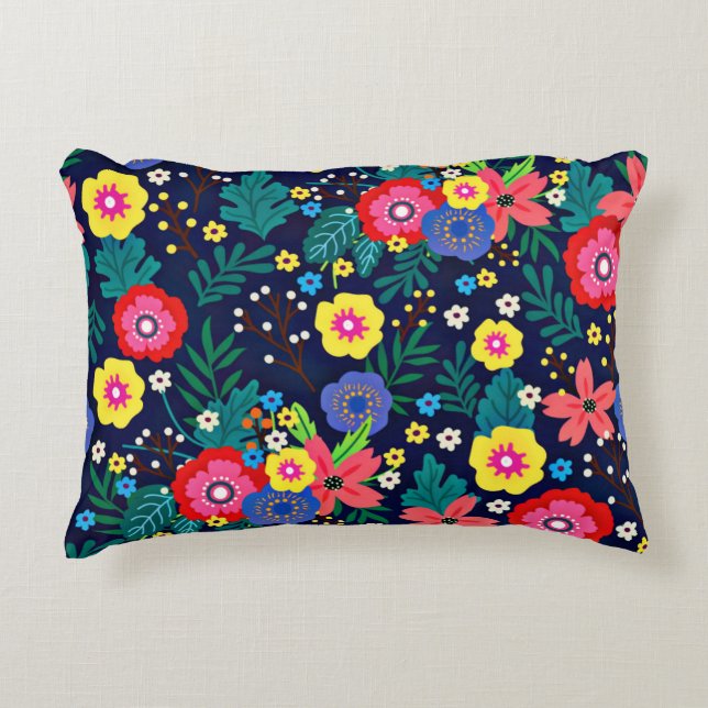Decorative Flowers And Leaves Pattern-48675  Accent Pillow (Front)