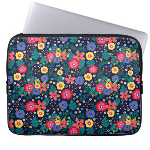 Decorative Flowers And Leaves Pattern-48675 Laptop Sleeve