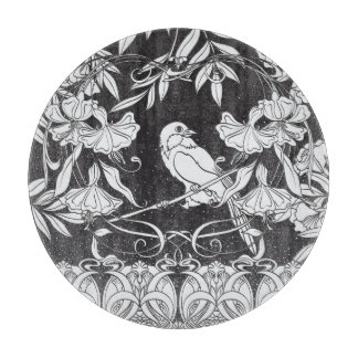 Decorative Flowers Bird Nouveau Poster Cutting Board