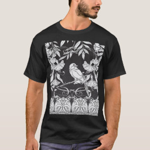 Decorative Flowers Bird Nouveau Poster T-Shirt