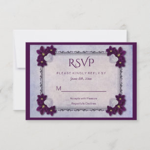 Decorative Flowers & Hearts Birthday RSVP Card