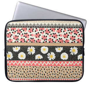 Decorative Flowers: Patchwork Tile Pattern Laptop Sleeve