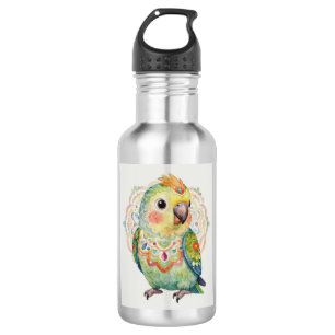 Decorative Folk‑Art Parrot Illustration  532 Ml Water Bottle