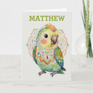 Decorative Folk‑Art Parrot Illustration  Card