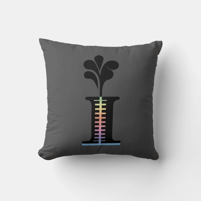 Decorative Font Letter I Monogram Throw Pillow (Front)