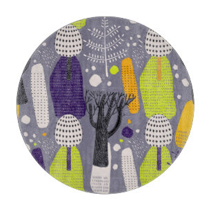 Decorative forest, vintage artistic illustration. cutting board